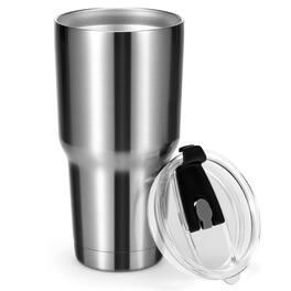 Ecooso - 30oz Stainless Steel Tumbler, Double-Wall Vacuum Insulated Cup with Lid, Travel Mug for Hot/Cold - Silver