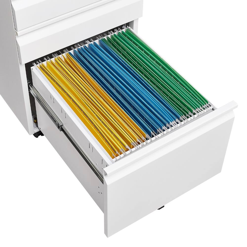 Alt View 8. Loheer - Loheer 3 Drawer Mobile File Cabinet with Lock Rolling Metal Filing Cabinet for Letter Legal A4 Home Office.