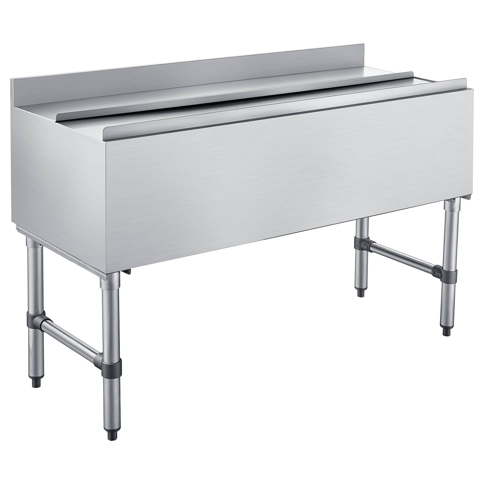 Alt View 5. VEVOR - Commercial Ice Bin, 137.4 Qt Max Capacity, 48 x 19 x 33 Inch Stainless Steel Ice Chest with Sliding Lid and Bottle - Silver.