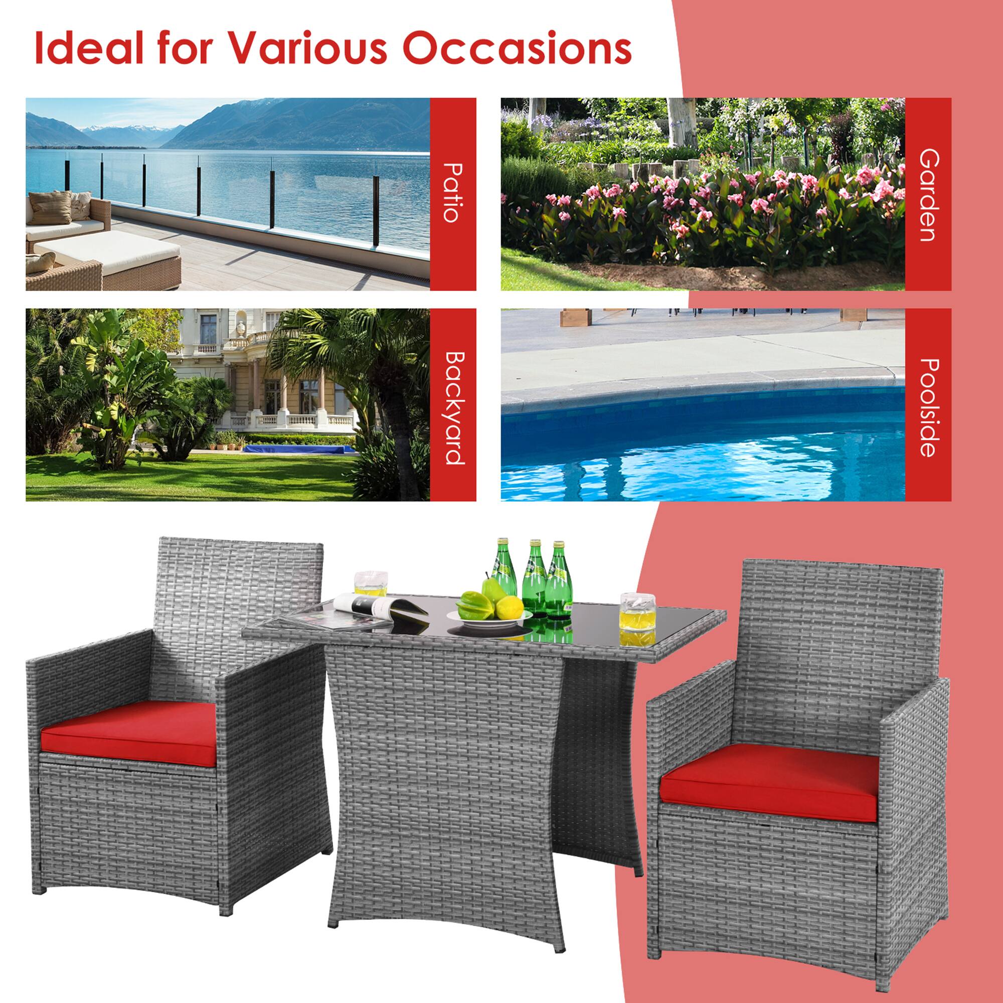 Ideal for Various Occasions

- Patio
- Backyard
- Garden
- Poolside