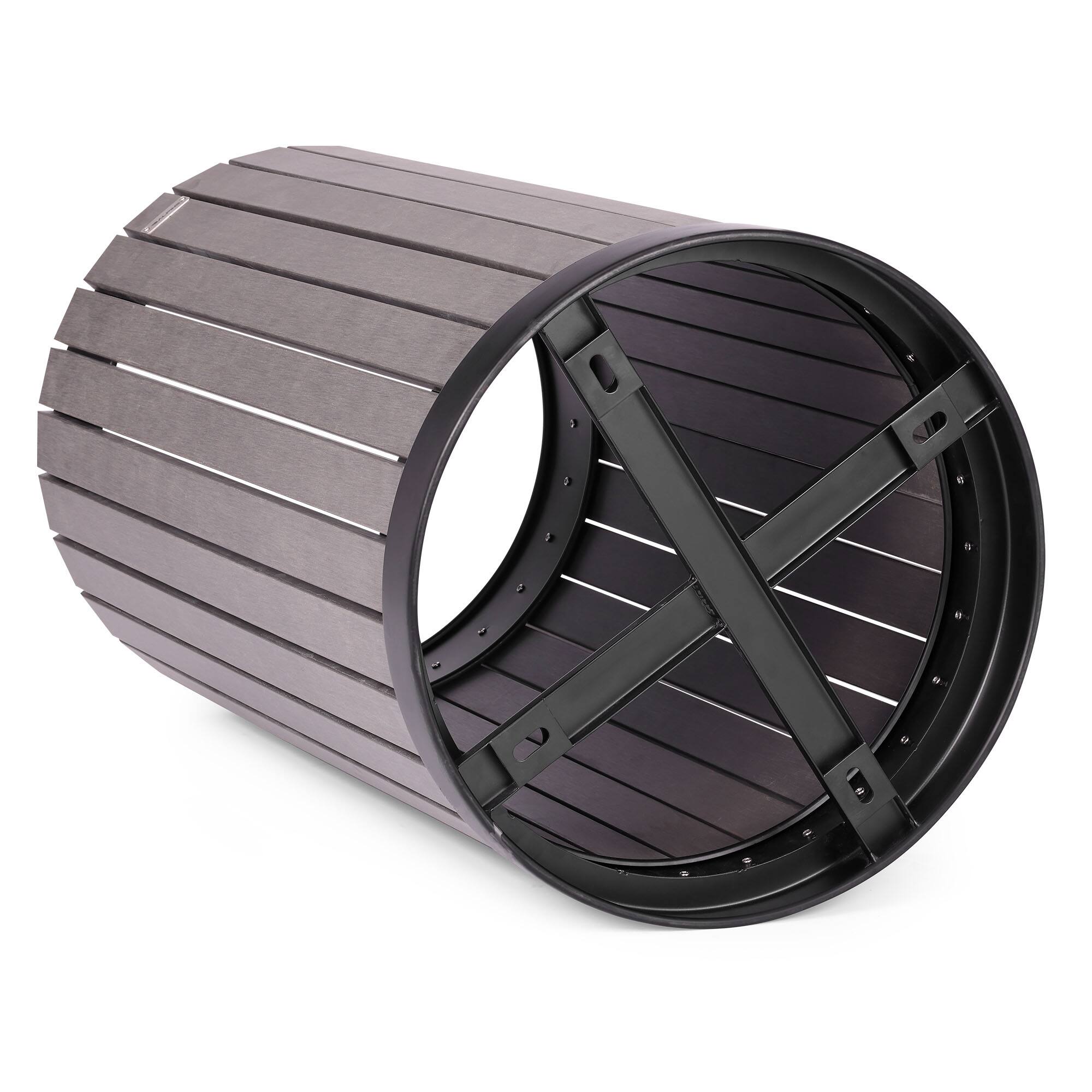 Left. Alpine Industries - 32 Gallon Outdoor Trash Can with Slatted Panels - Gray.