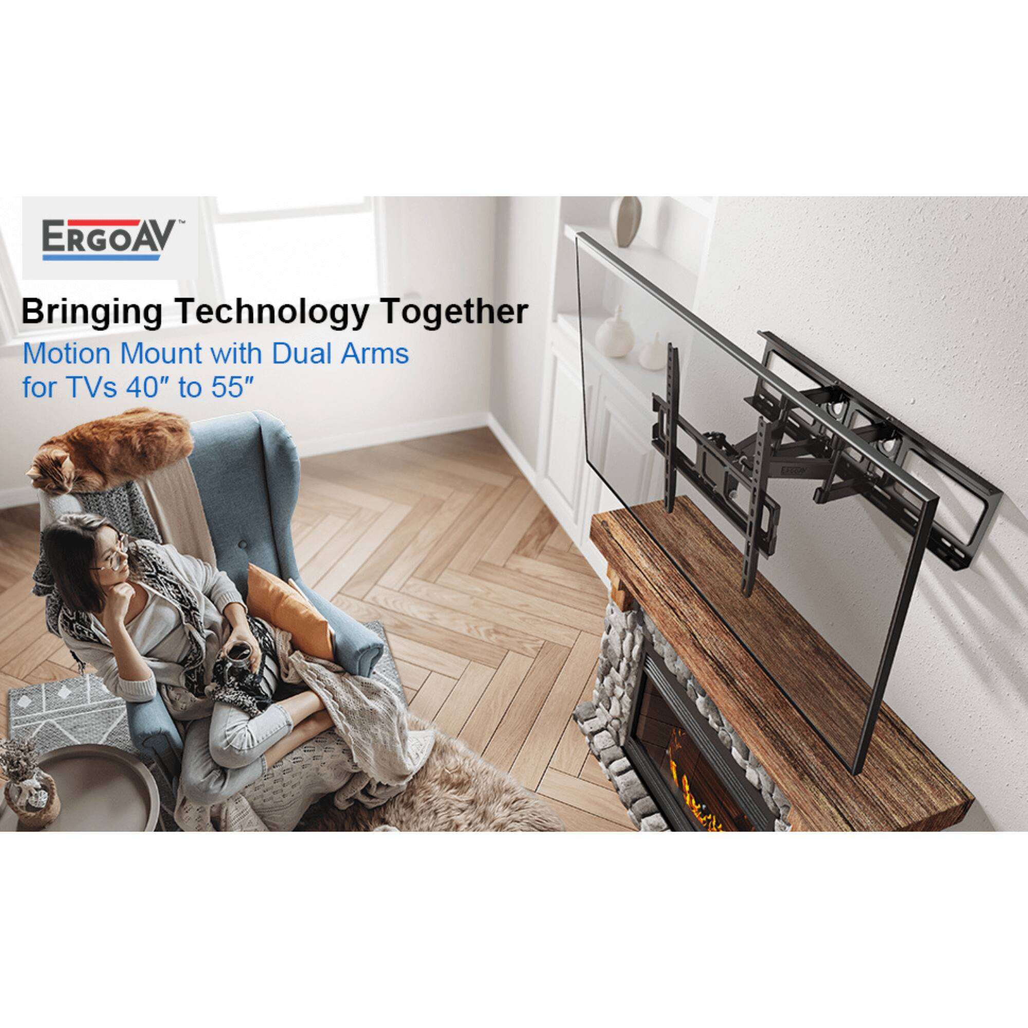 ERGOAV Bringing Technology Together Motion Mount with Dual Arms for TVs 40" to 55"