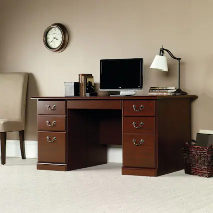 Front. Sauder - Sauder Heritage Hill Executive Desk Classic Cherry finish - Classic Cherry.