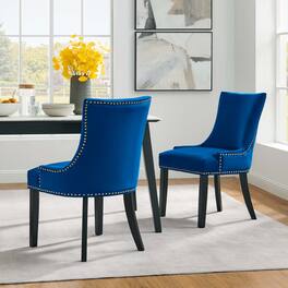 Marquis Performance Velvet Dining Chairs Set of 2 by Modway - Navy