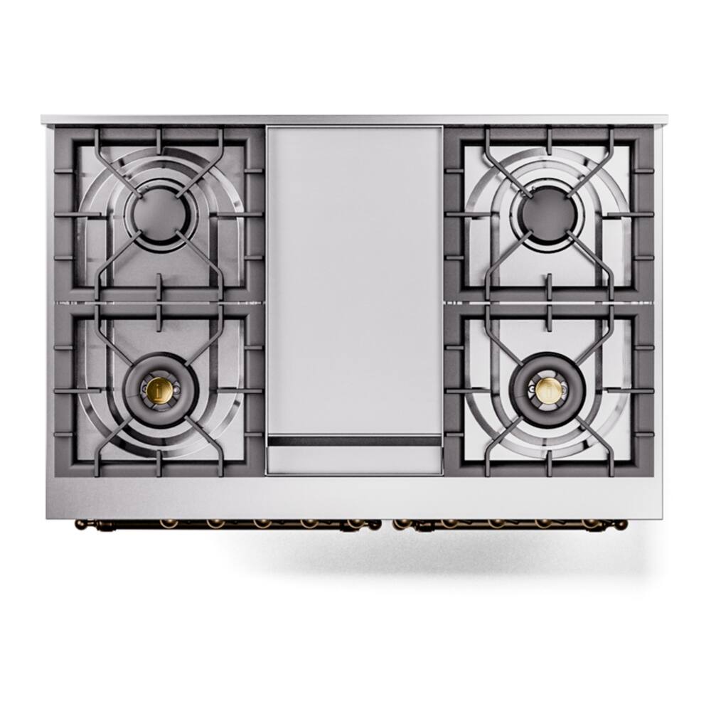 Alt View 10. ILVE - ILVE Nostalgie II Series 40 in. Dual Fuel Range with 6 Sealed Burners + Griddle (Liquid Propane, Burnished Trim) - Midnight Blue.