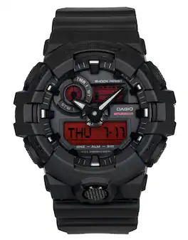 Casio - G-SHOCK Quartz GA-700BBR-1A Mens Watch Analog-Digital Resin Strap Dial 200M - Black