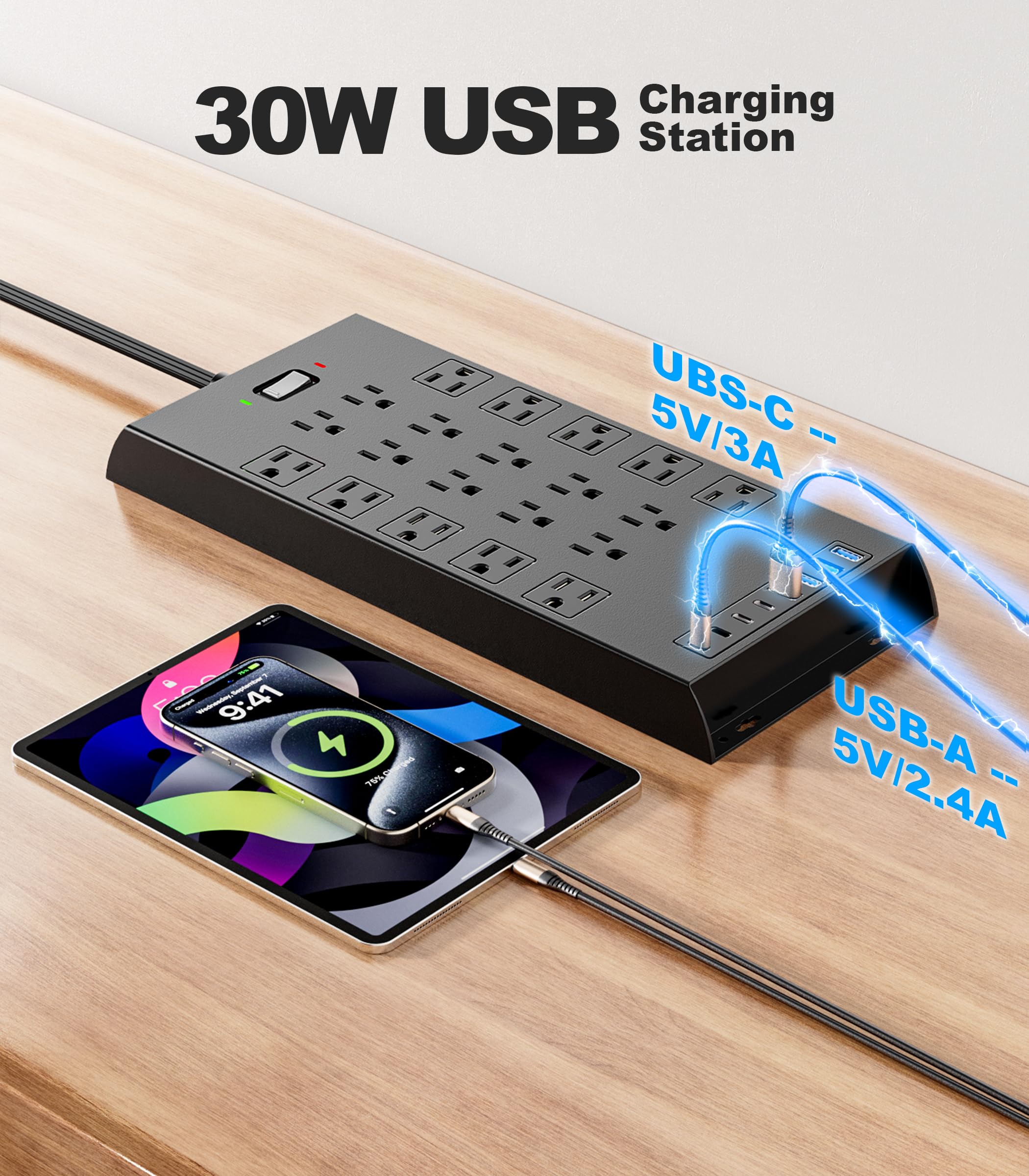 Dazzed Corner 20 Outlets Surge Protector Power Strip, Wall