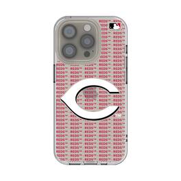 Keyscaper - MLB - Cincinnati Reds Text Backdrop Clear iPhone Case - 14 - Multicolor