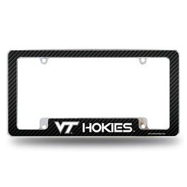Rico Industries - Virginia Tech Hokies Chrome Metal License Plate Frame with Carbon Fiber Design - Multi