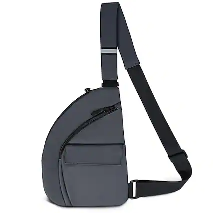 Front. Wikistore - WIKISTORE Anti Theft Sling Bag Crossbody Chest Bag for Women Men Travel Lightweight Waterproof Grey - Grey.