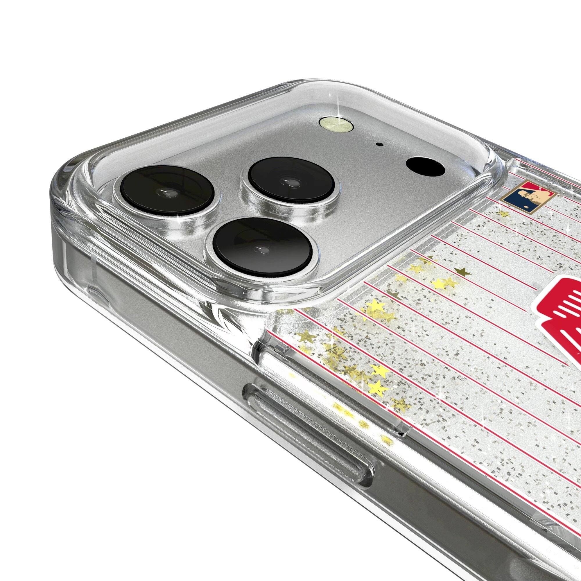 Alt View 2. Keyscaper - 1924-1960 Cooperstown Pinstripe iPhone Glitter Case - 13 Pro - Multicolor.