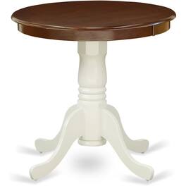 FurniFact - Pedestal Dining Table - Mahogany & Linen White