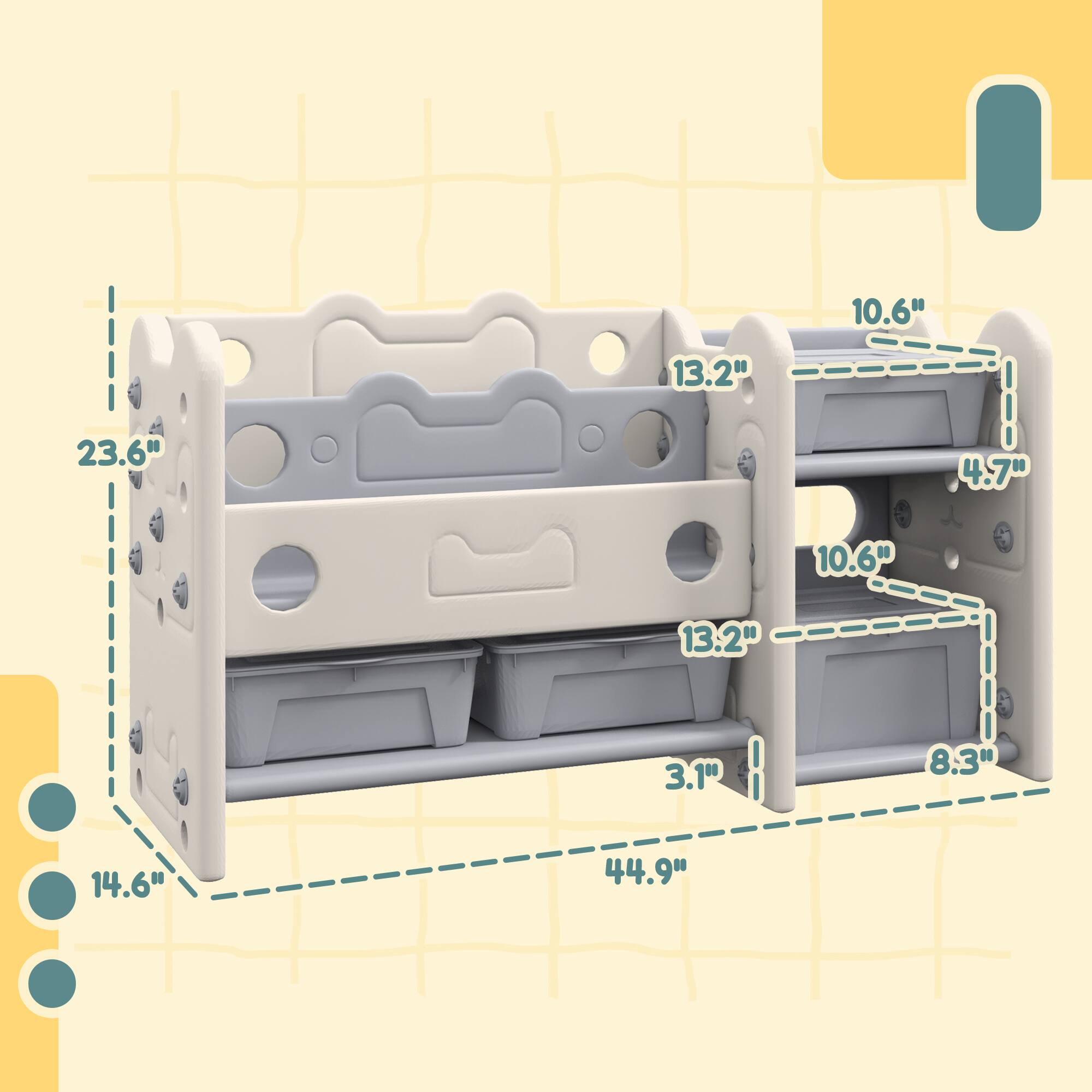 13.2"  
10.6"  
4.7"  
10.6"  
13.2"  
3.1"  
8.3"  
14.6"  
44.9"  
23.6"