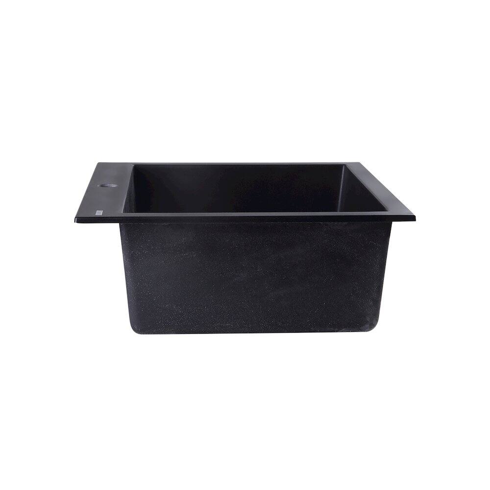 Alt View 6. Alfi - ALFI brand Black 24 Drop-In Single Bowl Granite Composite Kitchen Sink - Black.