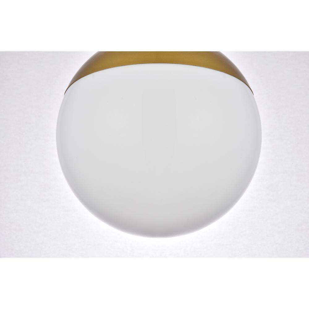 Left. Living District - Eclipse 1 Light Brass Flush Mount With Frosted White Glass - Brass And Frosted White.