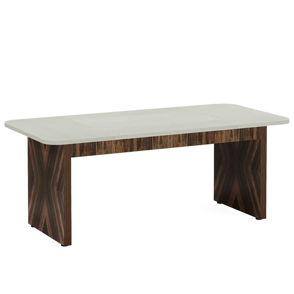 Kadyn - Study Writing Desk, 70.8" Executive Desk, Wood Computer Office Desk Conference Table,Rustic Brown&White - Rustic Brown & White