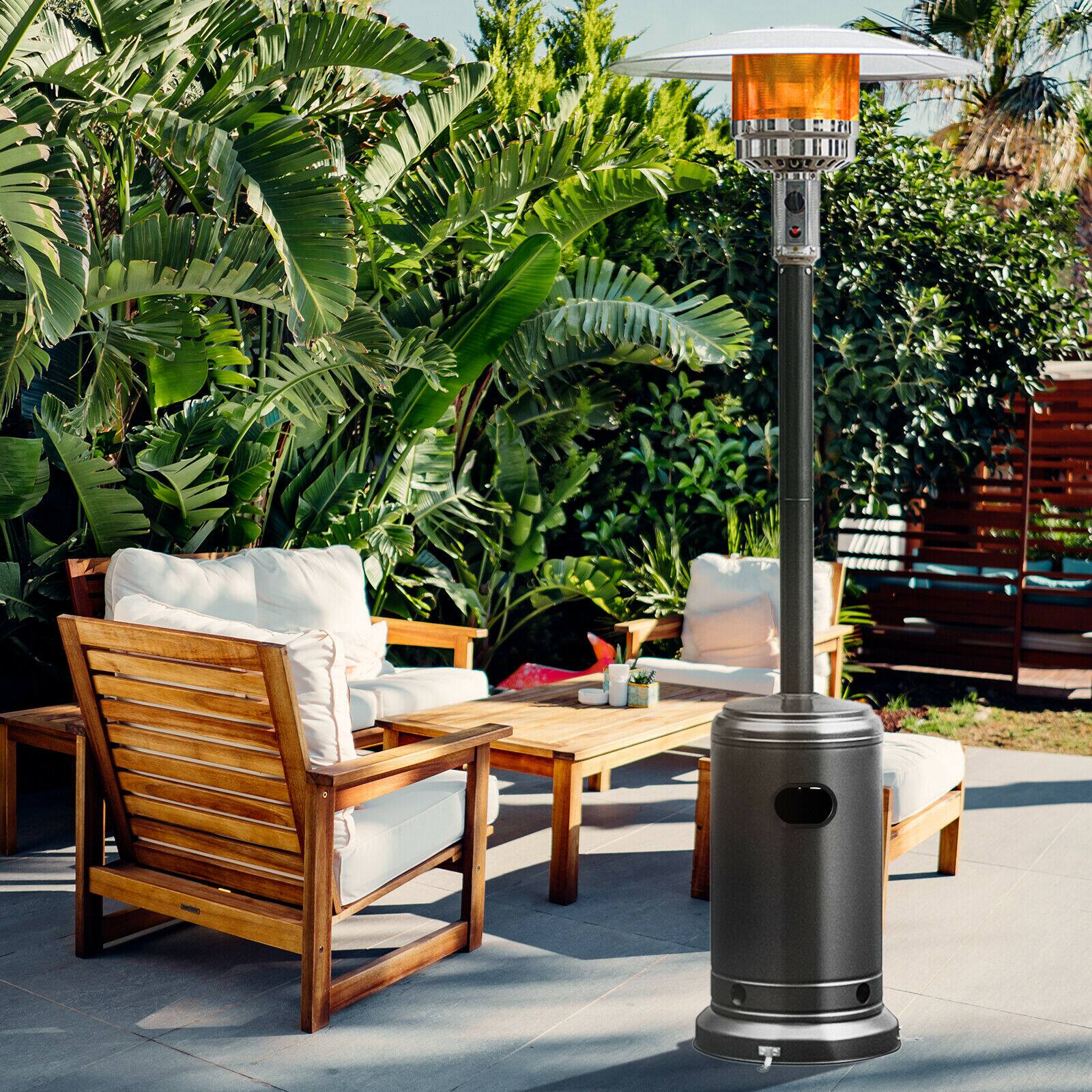 Alt View 5. Costway - Costway 50000 BTU Patio Standing Heater Stainless Steel Propane w/Wheels Black - Black.