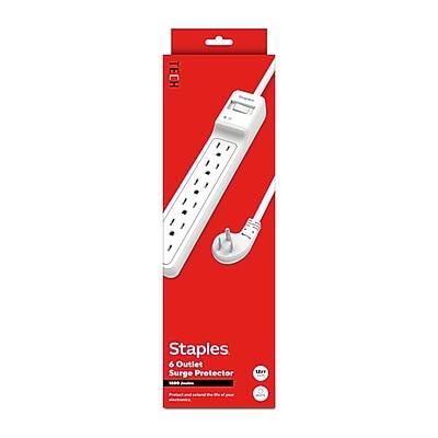 Staples  
6 Outlet Surge Protector  
Tech  
120V  
15A  
UL Listed  
Protects against power surges and spikes