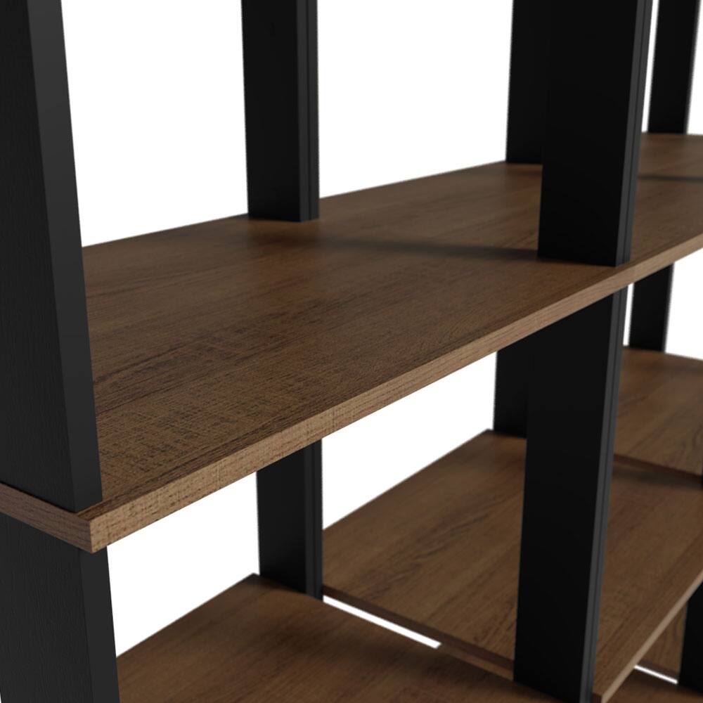 Alt View 5. Madesa - Madesa Wardrobe Clothes Storage Rack with 15 Open Shelves 70"L - Black/Brown - Rustic/Black.