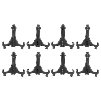 Front. Unique Bargains - 8pcs Acrylic Easels Plate Stands 2.83 Inch Folding Display Holder for Frames Pictures Magazines - Black.