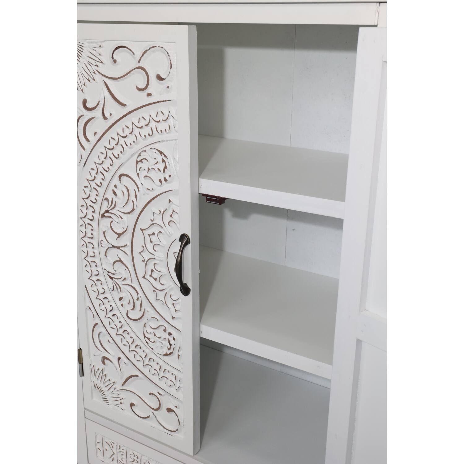 Alt View 5. Lirago - Accent Cabinet with Doors and Drawers Tall Tower Storage Cabinet in White 15.33"D x 26.77"W x 48.23"H - White.