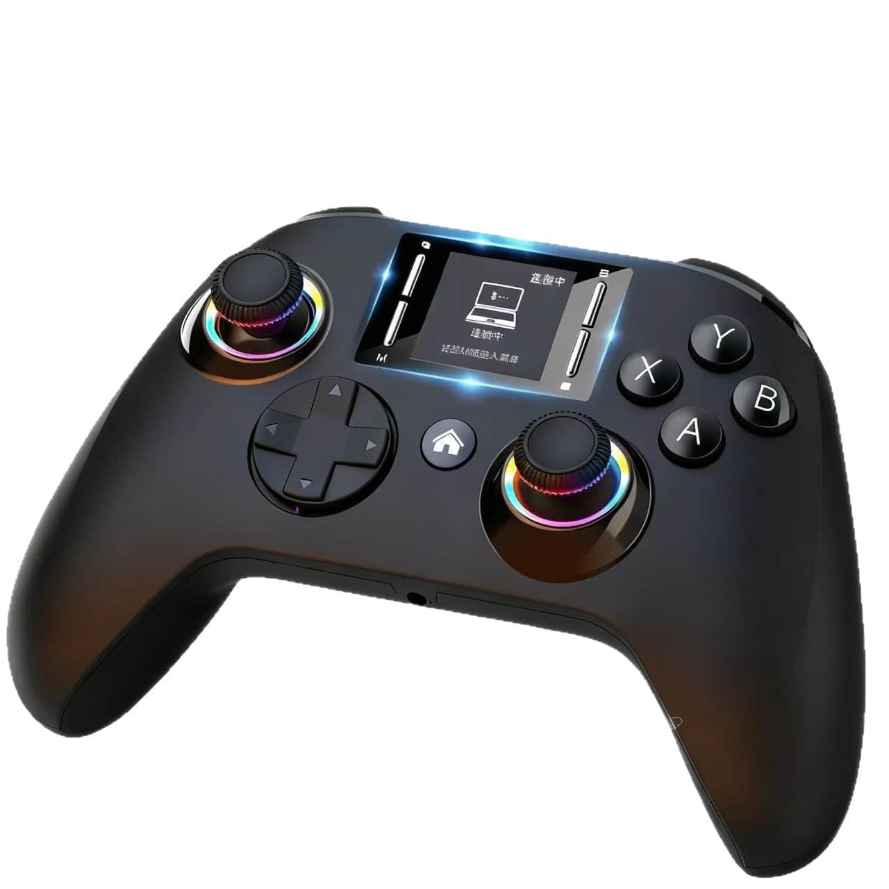 Cluzine - LCD Screen Game Controller with Macro Programming RGB Lighting 6-Axis Motion for Switch Android PC PS4 - Black