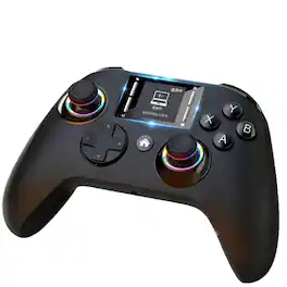 Cluzine - LCD Screen Game Controller with Macro Programming RGB Lighting 6-Axis Motion for Switch Android PC PS4 - Black