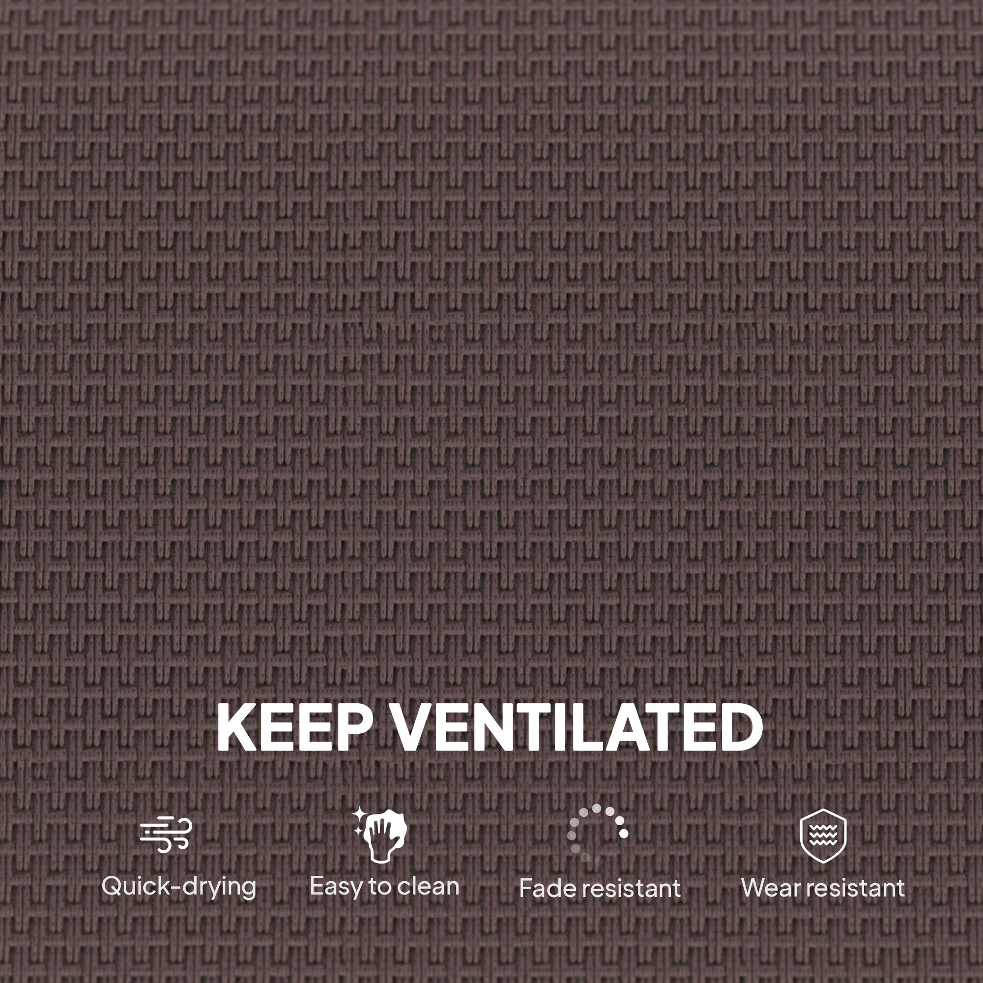 KEEP VENTILATED  
- Quick-drying  
- Easy to clean  
- Fade resistant  
- Wear resistant