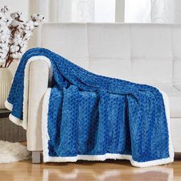 Noble House - Soft Braided and Comfortable Plush All Season Sherpa 50" X 60" Throw Blanket - Navy