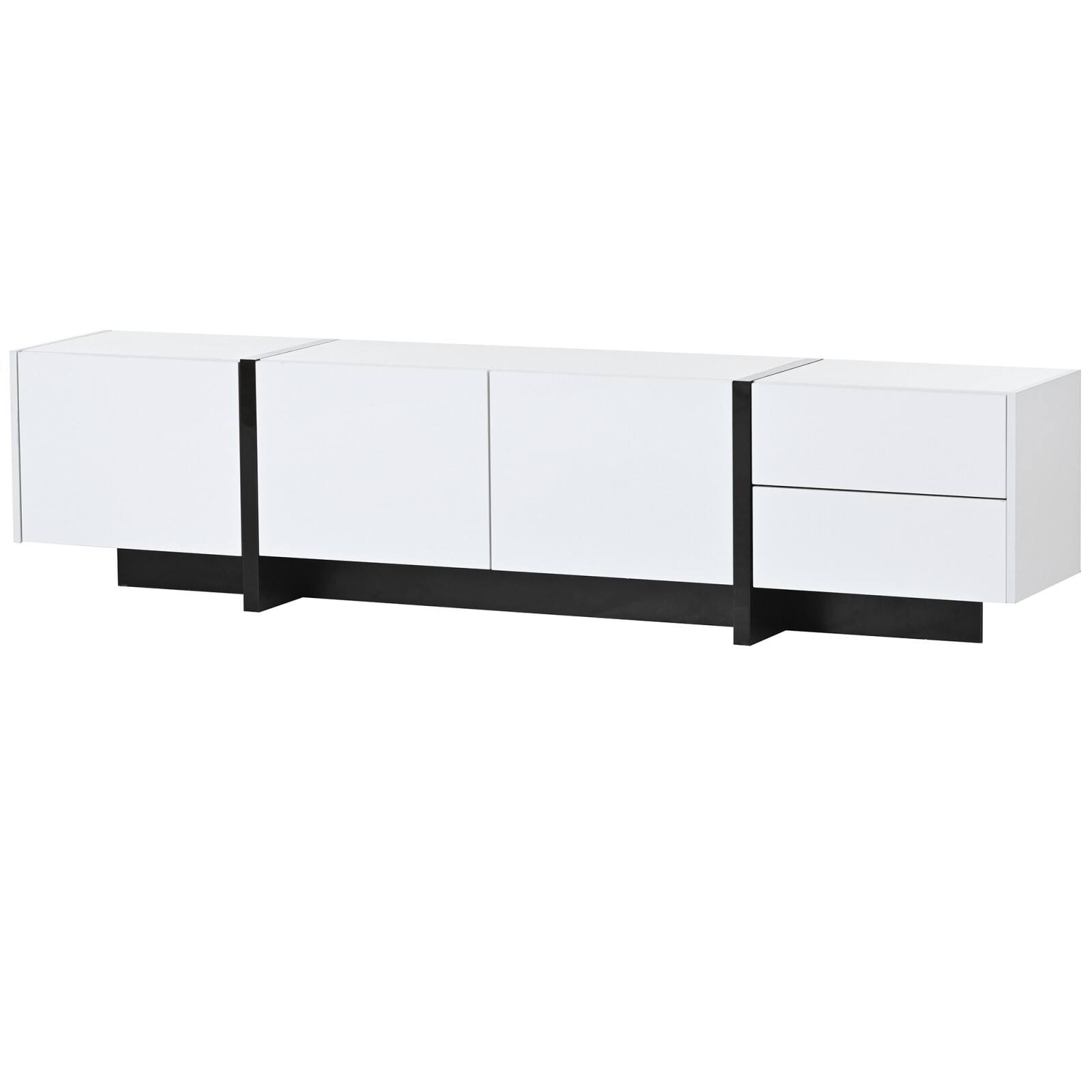 Alt View 9. Ecooso - Contemporary Rectangle Design TV Stand, Unique Style TV Console Table for TVs Up to 80'', High Gloss UV Surface - White.