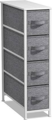Sorbus - Narrow Dresser with 4 Drawers, Vertical Slim Storage Chest of Drawers with Steel Frame - White