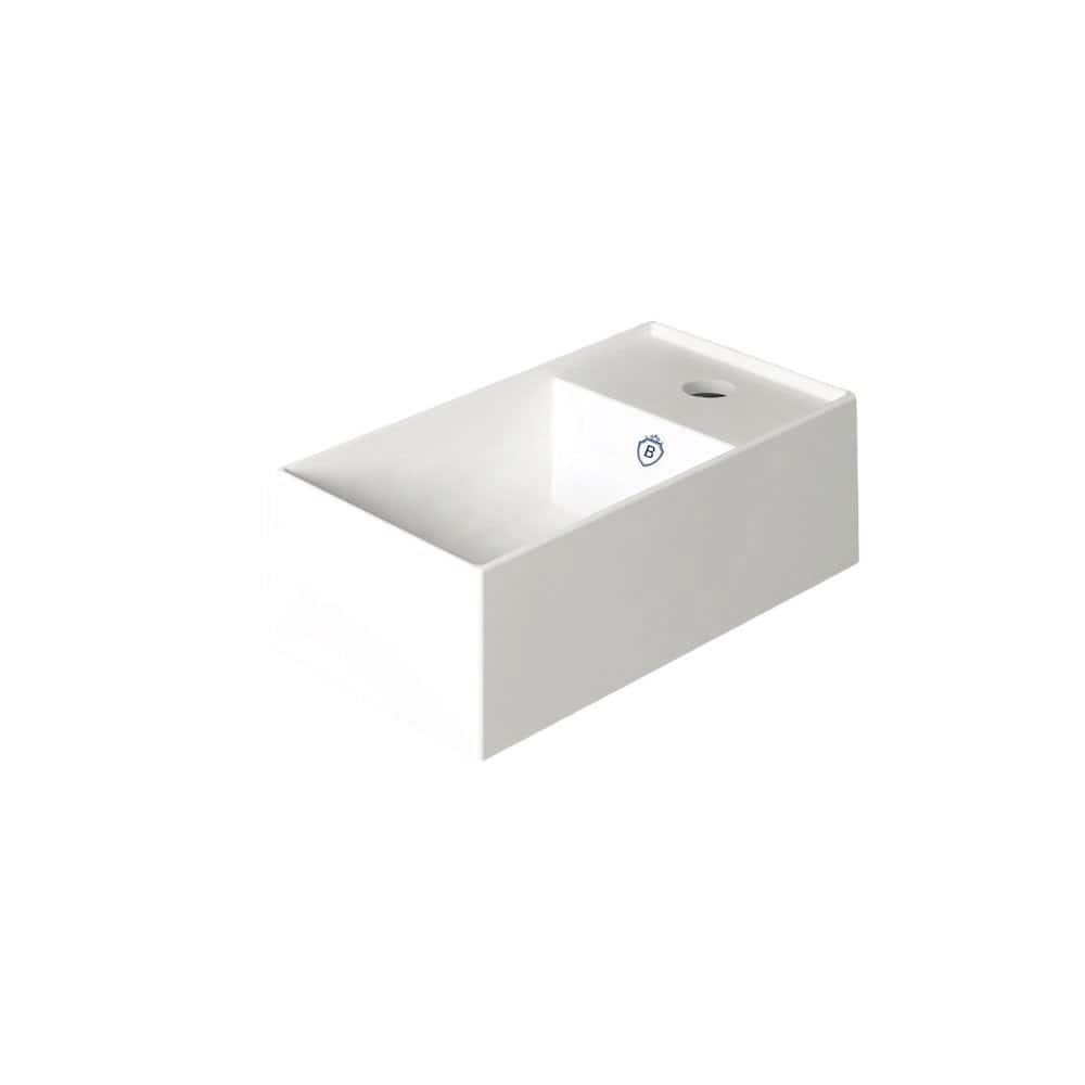 Whitehaus - Britannia Rectangular Wall Mount Basin with Right Single Hole Drill - White