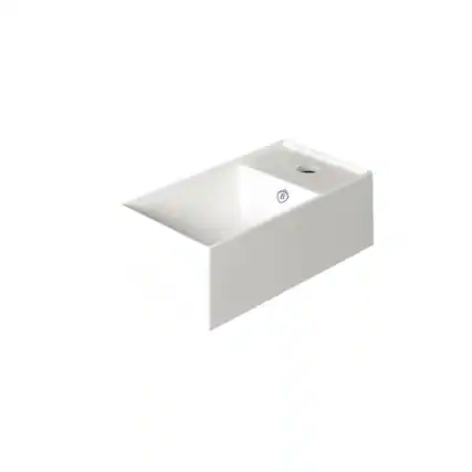 Front. Whitehaus - Britannia Rectangular Wall Mount Basin with Right Single Hole Drill - White.