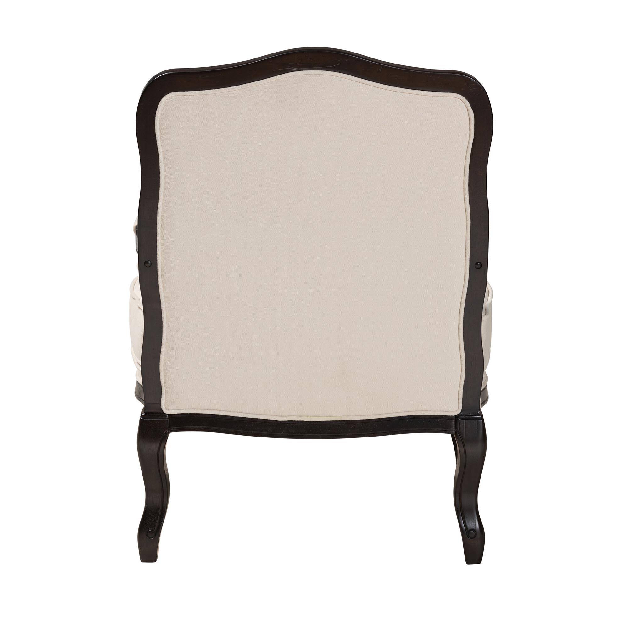 Back. Baxton Studio - Dion Traditional French Fabric and Wenge Finished Wood Accent Chair - Cream/Wenge Brown.