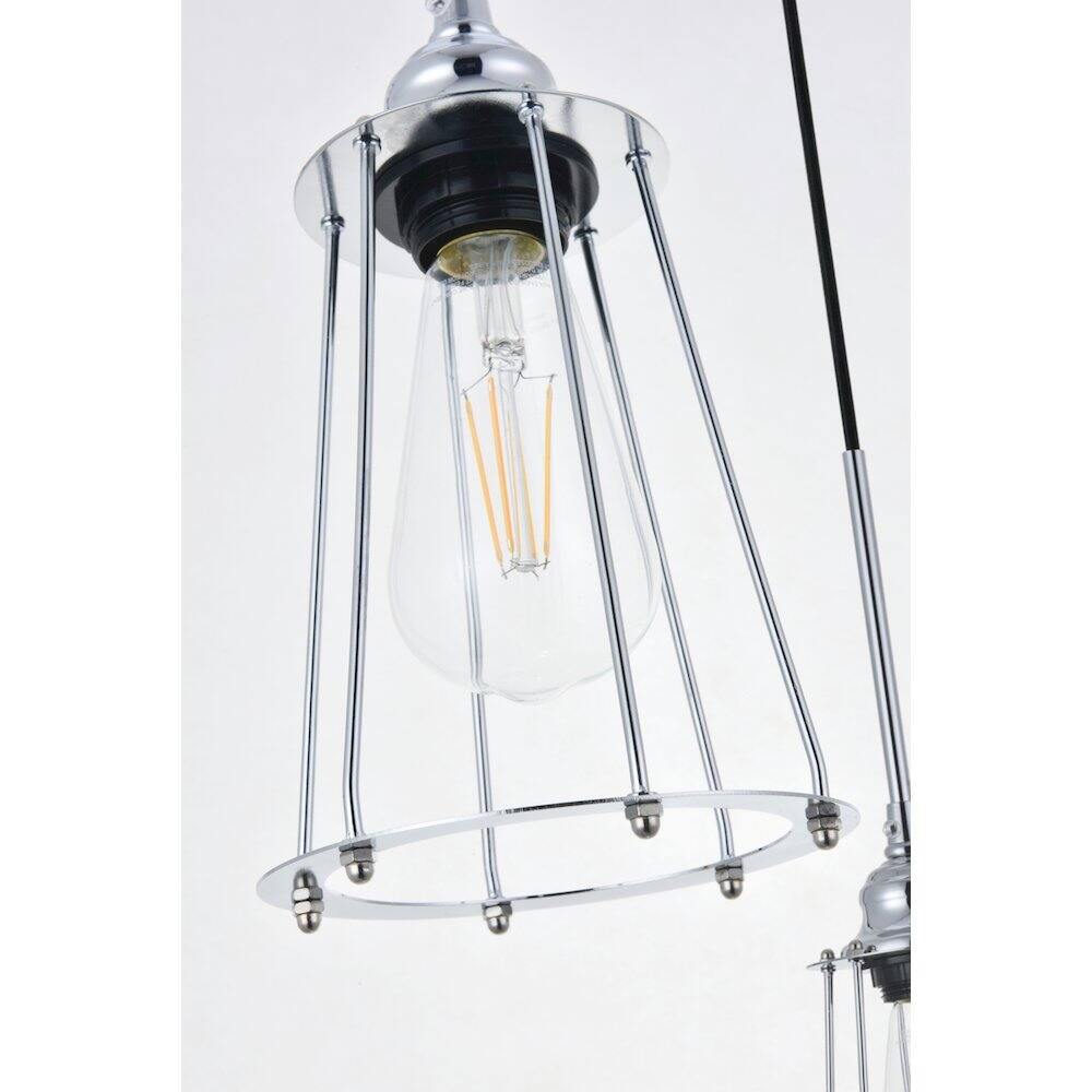 Left. Living District - Auspice 5 Light Chrome Pendant - Chrome.