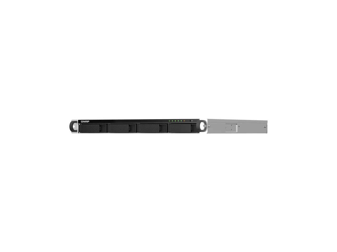 Alt View 1. QNAP - QNAP 1U 4-Bay NAS/iSCSI, Intel N5105/N5095, 8GB RAM, 2.5GbE, 4K HDMI, PCIe Slot, Redundant PSU.