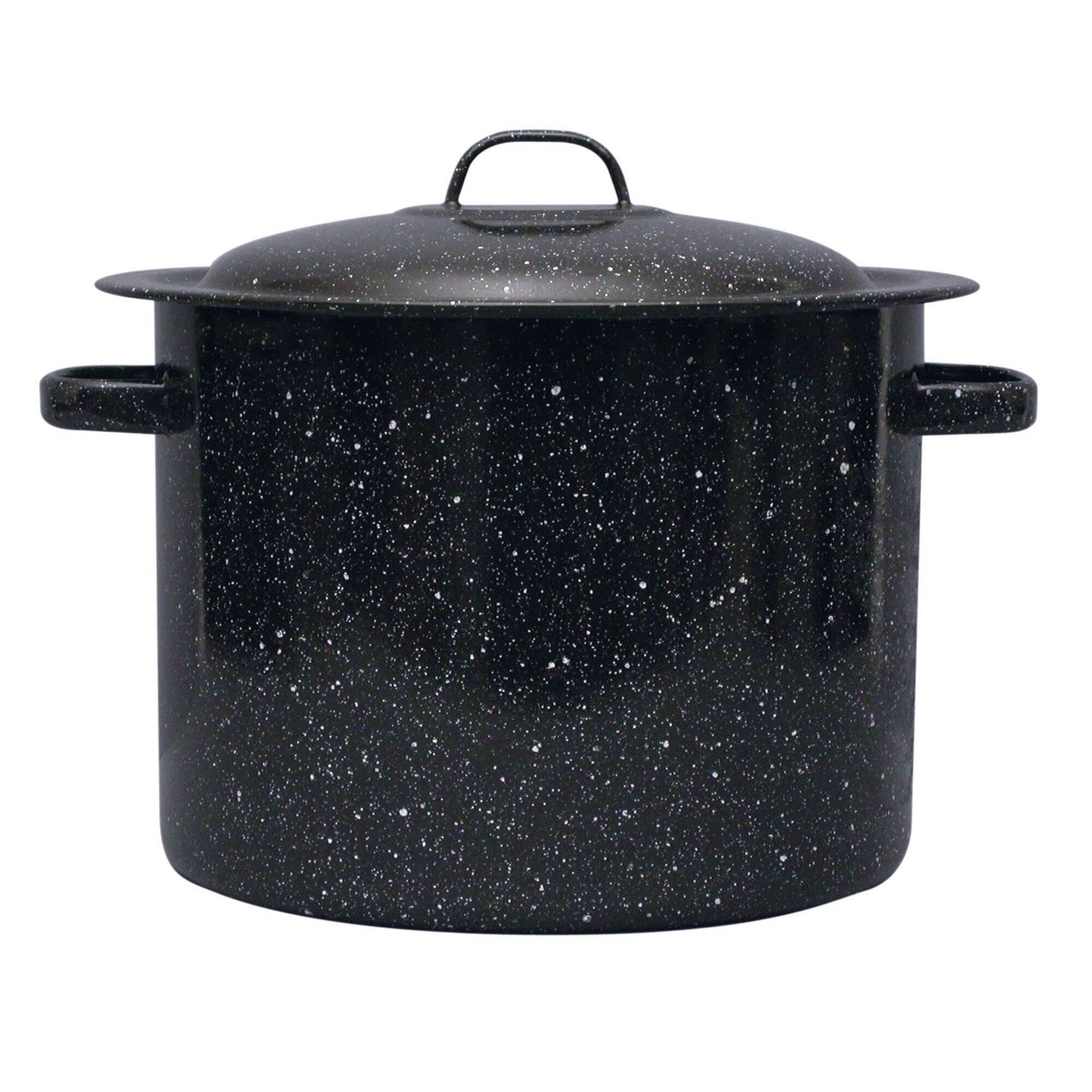 Front. Granite Ware - Granite Ware Stock Pot, 12 Qt - Speckled Black - Speckled Black.