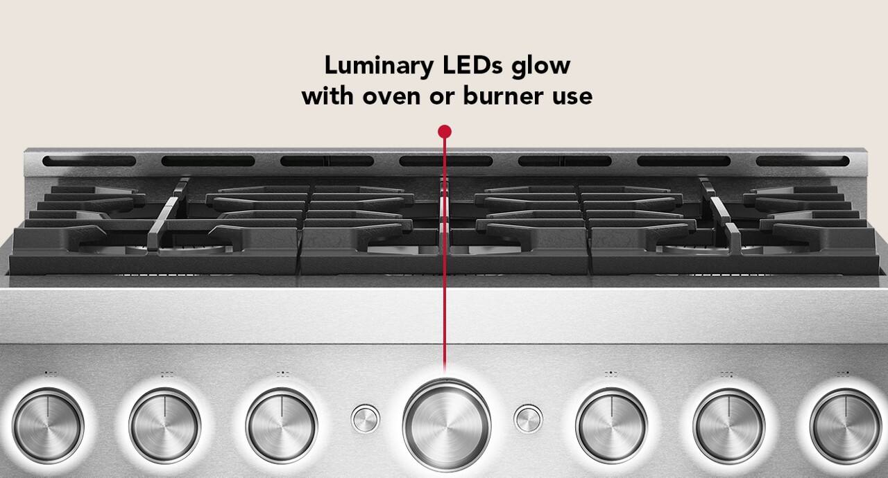 Luminary LEDs glow with oven or burner use