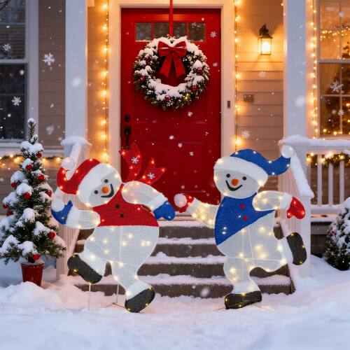 Alt View 10. Winado - 2PCS Portable Christmas Running Snowman 3FT with Lights, Pre-lit 2D for Indoor Outdoor Yard Holiday Party Decorations - Multicolor.