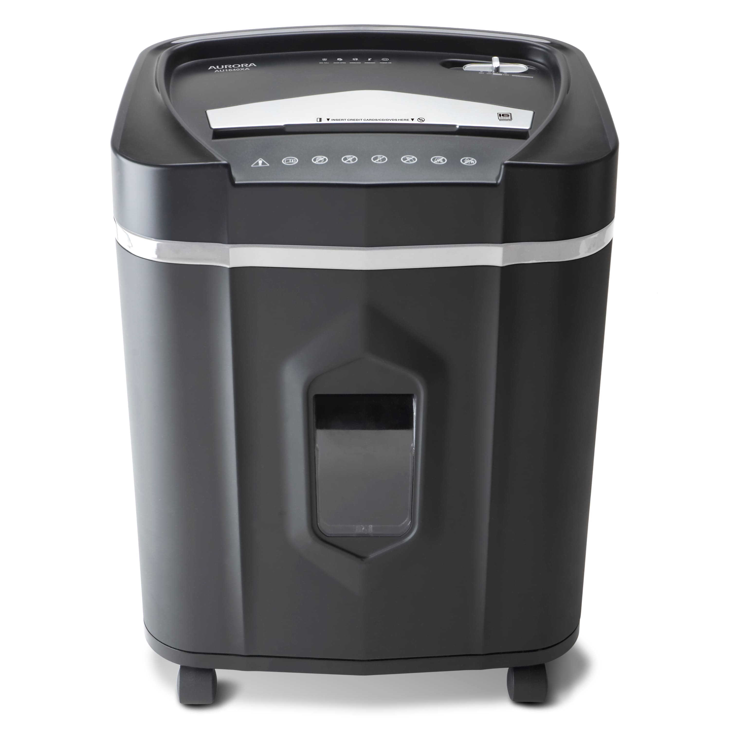 Aurora - AU1640XA Anti-Jam 16 Sheet Crosscut Paper Shredder /CD/ Credit Card/ 5 gal basket, 30 Minutes Continuous Run Time - Black