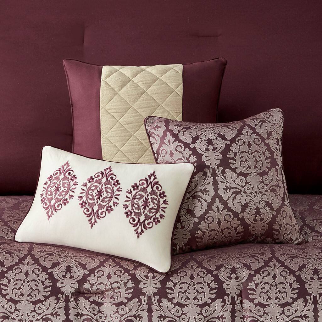 Alt View 3. Gracie Mills - Gracie Mills Delilah 6 Piece Jacquard Comforter Set - Plum.
