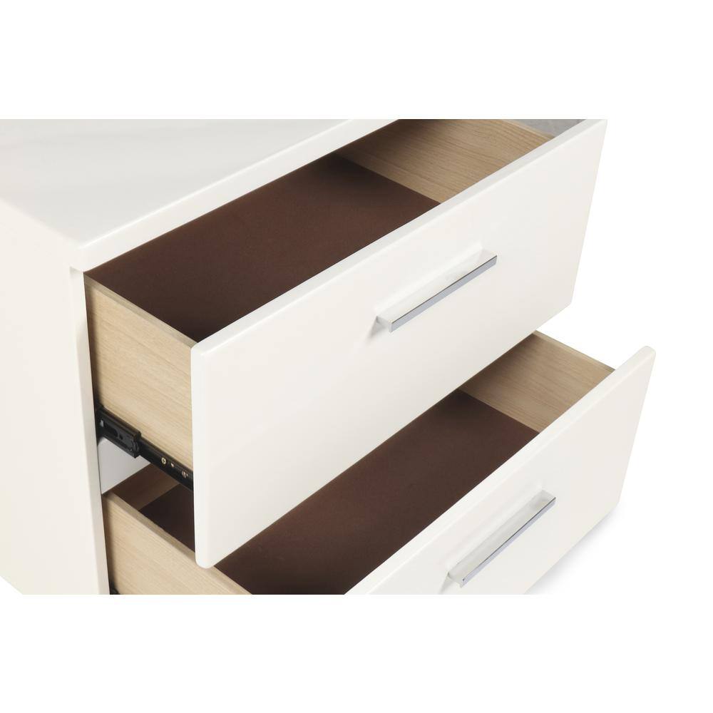 Angle. New Classic Furniture - Furniture Sapphire Solid Wood 2-Drawer Nightstand in White - White.