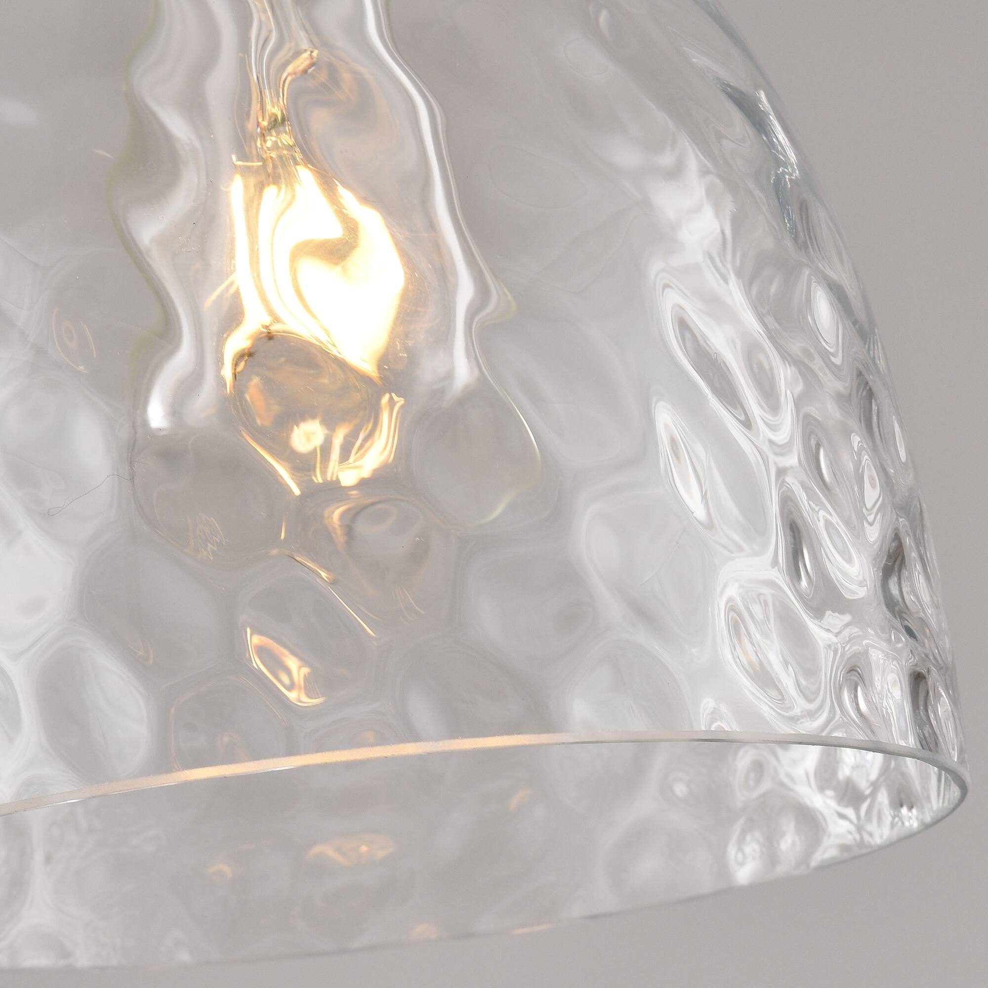 Alt View 3. Parrot Uncle - 7.4 Inch Minimalist Handcrafted Hammered Glass Bell Pendant Light, Single-Light Adjustable Hanging Ceiling Fixture - Brass.