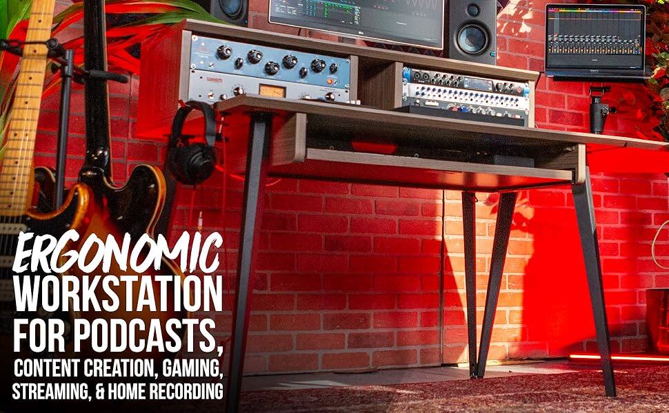 ERGONOMIC WORKSTATION FOR PODCASTS, CONTENT CREATION, GAMING, STREAMING, & HOME RECORDING