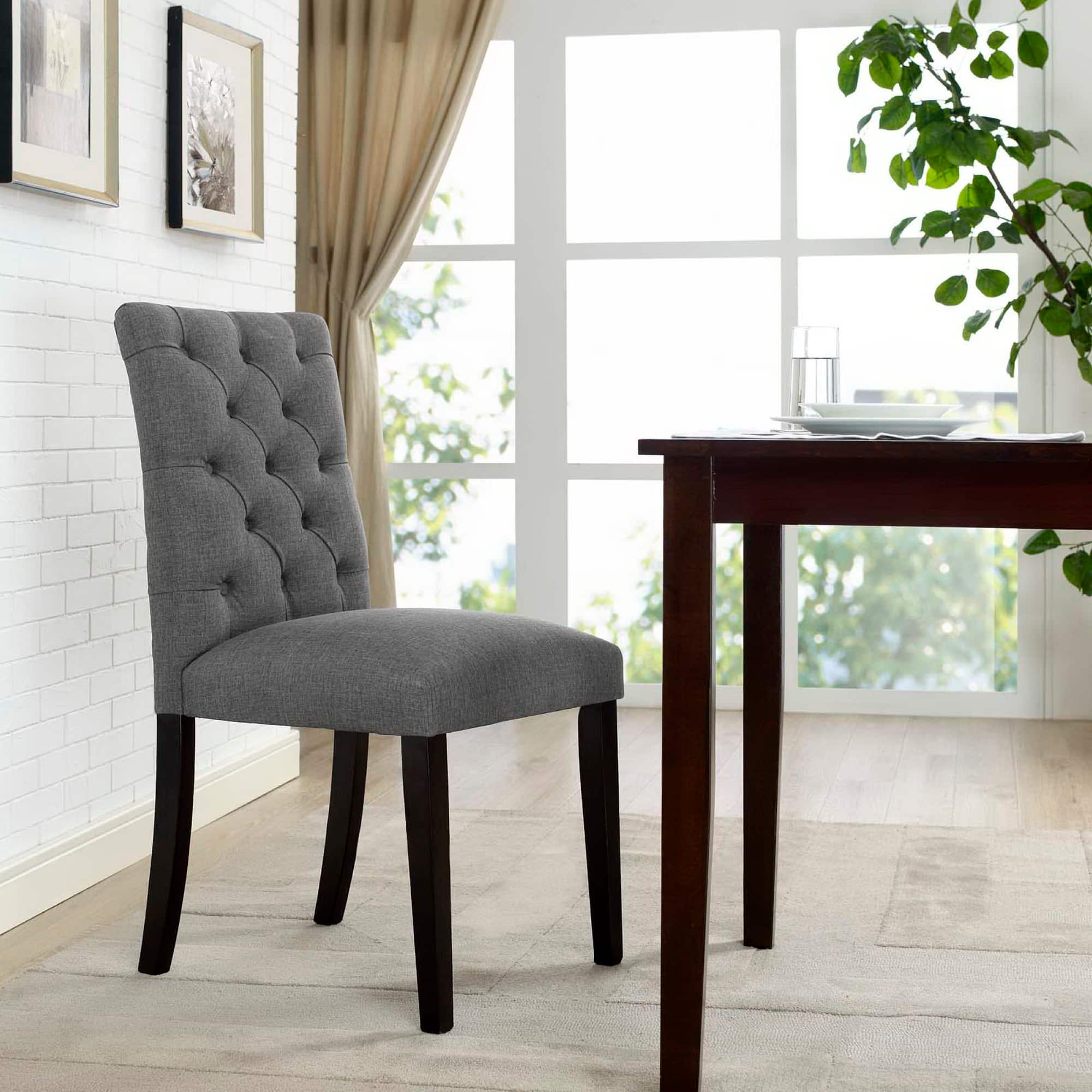 Duchess Button Tufted Fabric Dining Chair by Modway - Gray price history on PriceWatchPro
