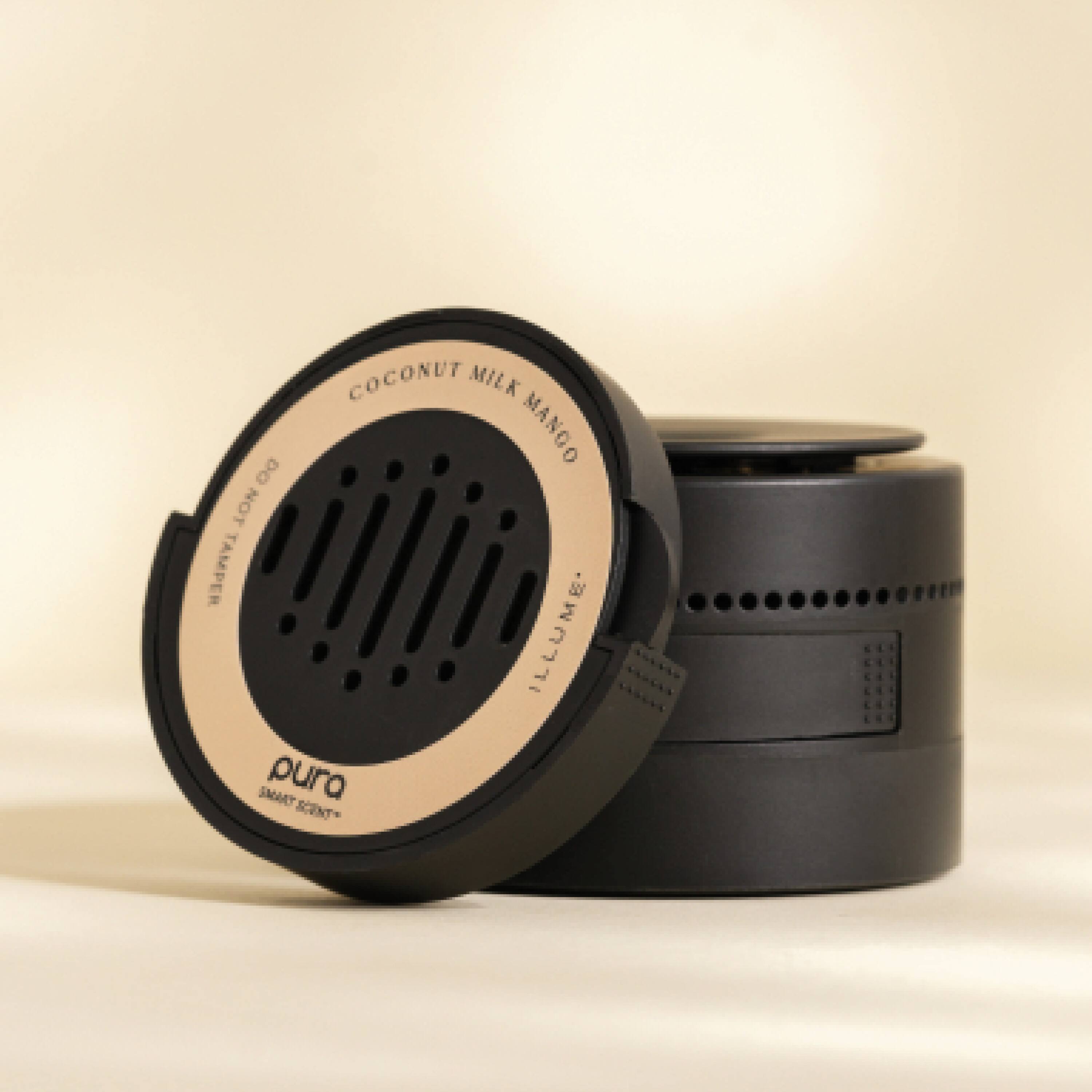 The text on the image reads "COCONUT MILK MANGO DO NOT TAMPER SMART pura SCUNT CLI CEU LAD." The corrected text would be "COCONUT MILK MANGO DO NOT TAMPER SMART pura CLI CEU LAD."