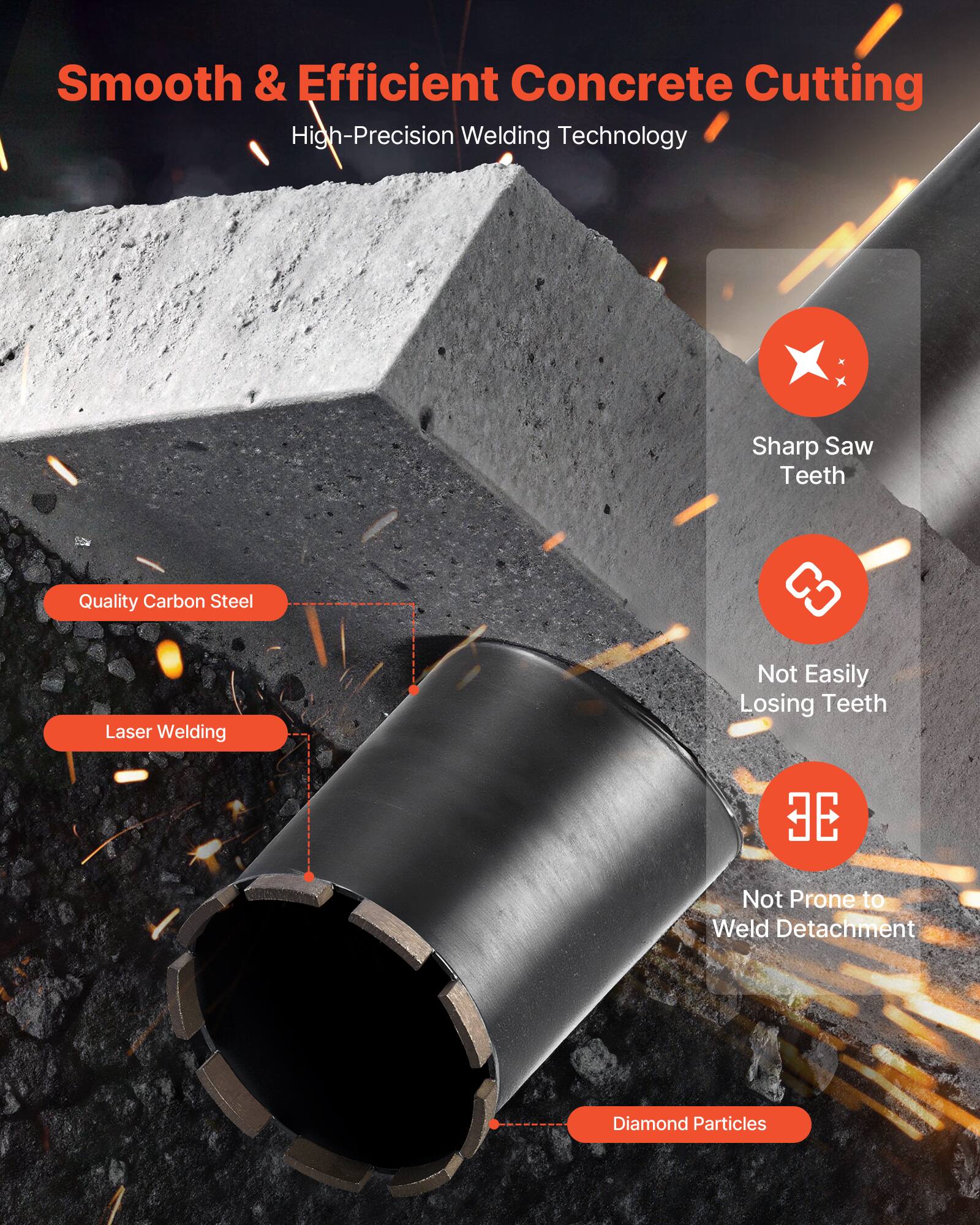 Smooth & Efficient Concrete Cutting  
High-Precision Welding Technology  

- Quality Carbon Steel  
- Laser Welding  
- Sharp Saw Teeth  
- Not Easily Losing Teeth  
- Not Prone to Weld Detachment  
- Diamond Particles