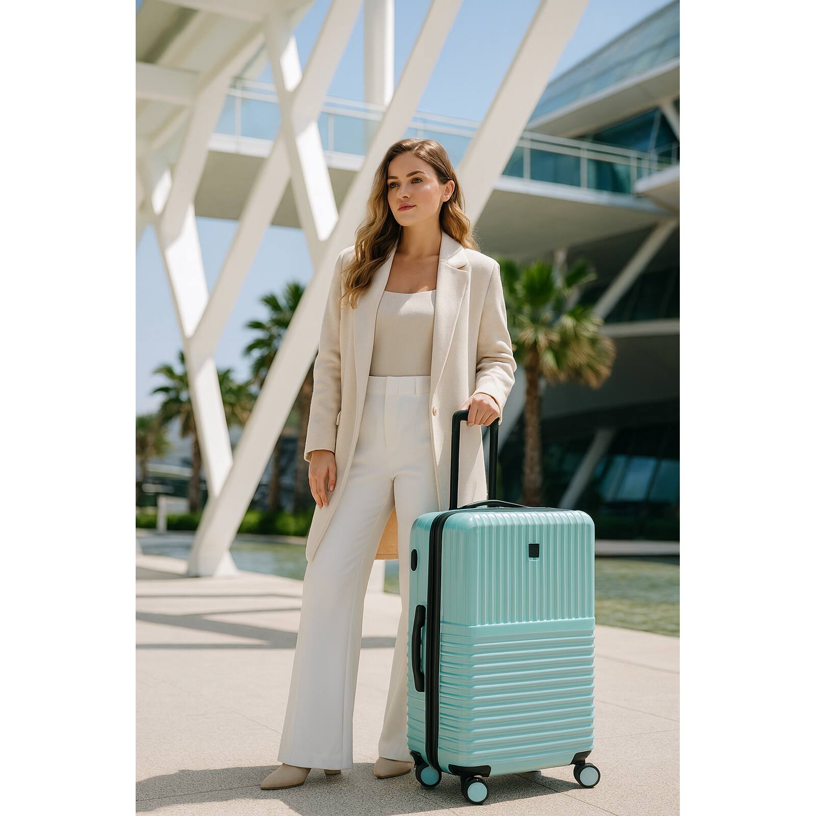 Angle. World Traveler - World Traveler Dejuno Tonal 24-Inch Polycarbonate Spinner Luggage - Glacier - Glacier.