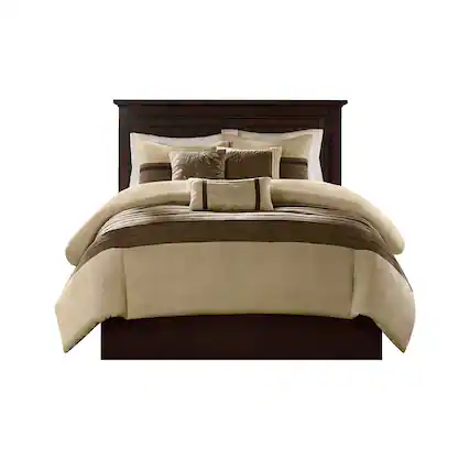 Front. Gracie Mills - Gracie Mills Bryony 7-Piece Microsuede Comforter Set - Natural.