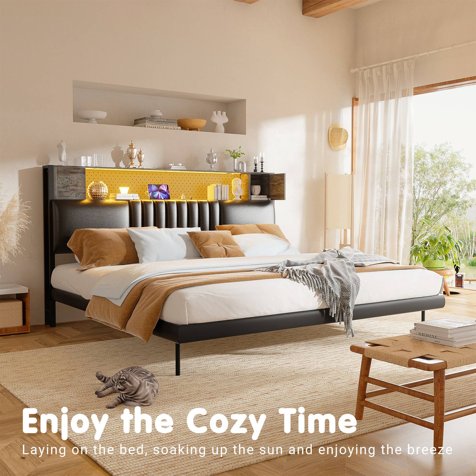 Enjoy the Cozy Time  
Laying on the bed, soaking up the sun and enjoying the breeze